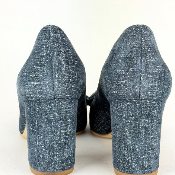 Kate Spade New York Blue Tweed Bow Block Heel Pumps - Size 8M - 2020 - Picture 7 of 10